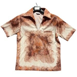 Lilly Dache Mens Short Sleeve Collared Shirt Size M Abstract Print 70s Vintage